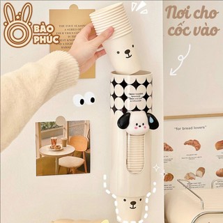 Hộp đựng cốc giấy lấy cốc tự động gắn tường thông minh - Hộp lấy cốc giấy có nắp đậy chống bụi bẩn sang trọng tiện lợi