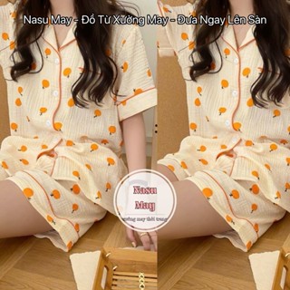 BỘ ĐỒ NGỦ, Set Pijama Mặc Ở Nhà Nữ QUẢ CAM vàng Form Rộng