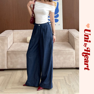 Quần ống rộng giả bò Loose Pants QB004 cạp cao, cúc kim loại cao cấp - Uni By Heart