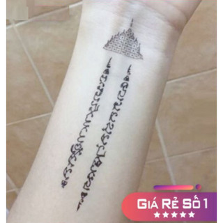 [Đọc kỹ mô tả] Hình dán tatoo mini tạm thời, xăm phép Thái Lan 5 dòng chữ T206, size <10x6cm