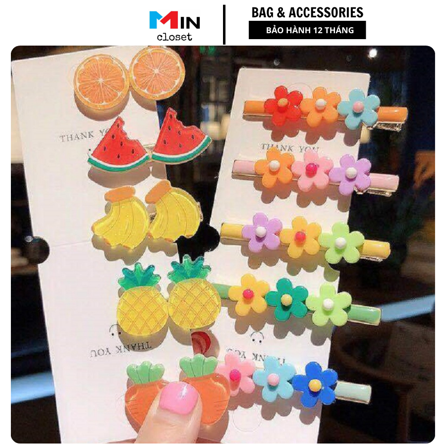 Set 2 Kẹp Tóc, Kẹp Tóc Hoa Quả Siêu Dễ Thương Mincloset