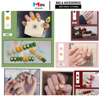 Bộ 24 Móng Tay Giả Tiện Lợi Họa Tiết Xinh Xắn Chống Thấm Nước Mincloset