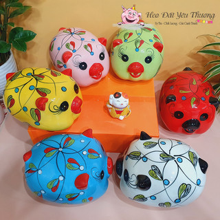 Heo Sứ Tiết Kiệm hoa dây Heo Đất Tiết Kiệm Ống Tiết Kiệm đựng tiền