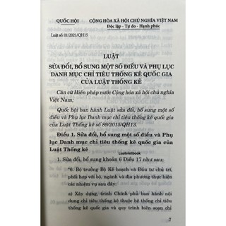 Sách - Luật Thống Kê Năm 2015 (Sửa đổi, bổ sung năm 2021)