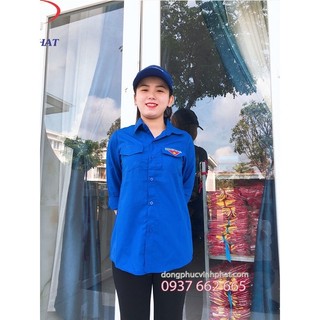 Áo Sơ Mi Đoàn Thanh Niên Nam Nữ Tay Dài thêu logo