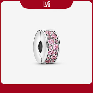 Charm bạc chặn pink pavé clip charm 1159 - bạc s925