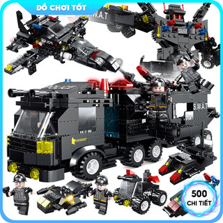 Cảnh Sát SWAT 500 PCS Lắp Ráp Mô Hình Xe Chỉ Huy, Robot , Máy Bay Chiến Đấu Kèm nhân vật swat