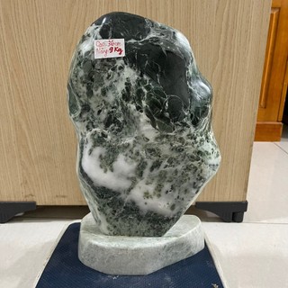 Đá, trụ đá, cây đá trấn trạch ngọc xanh cao 36 cm, nặng 9 kg cả đế đá