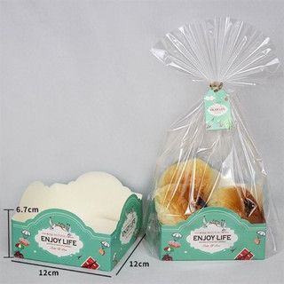 Set 10 Túi đựng bánh Cookie đế giấy vàng (Gồm đế, dây kẽm, tag và túi)