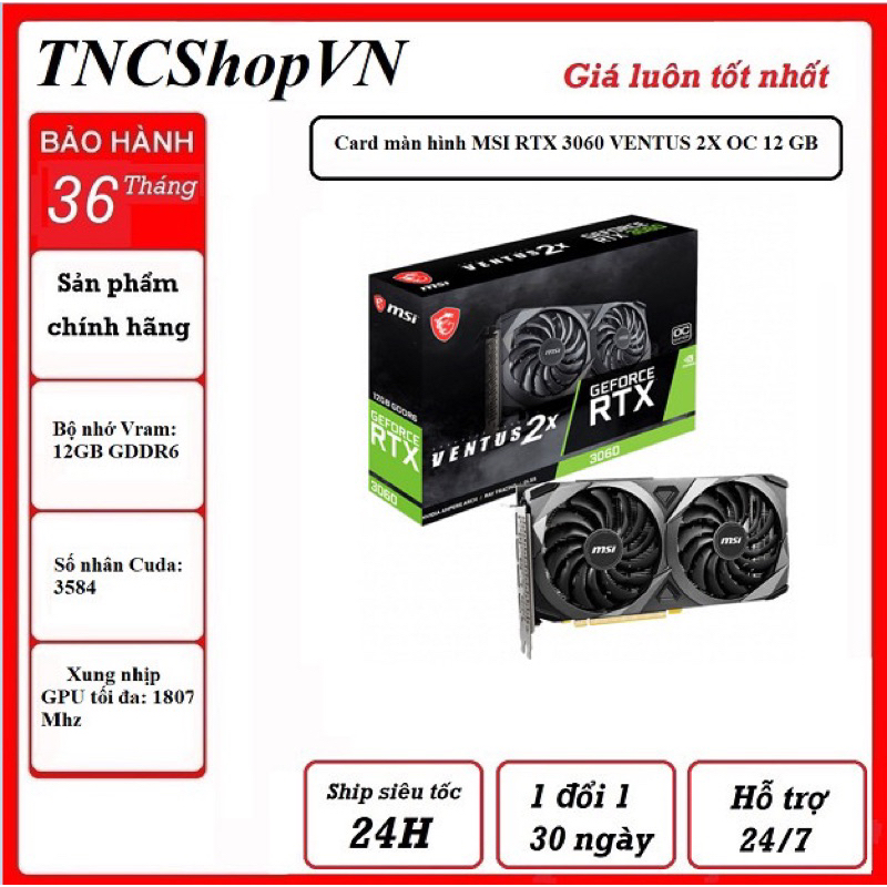 Card màn hình MSI RTX 3060 VENTUS 2X OC 12 GB