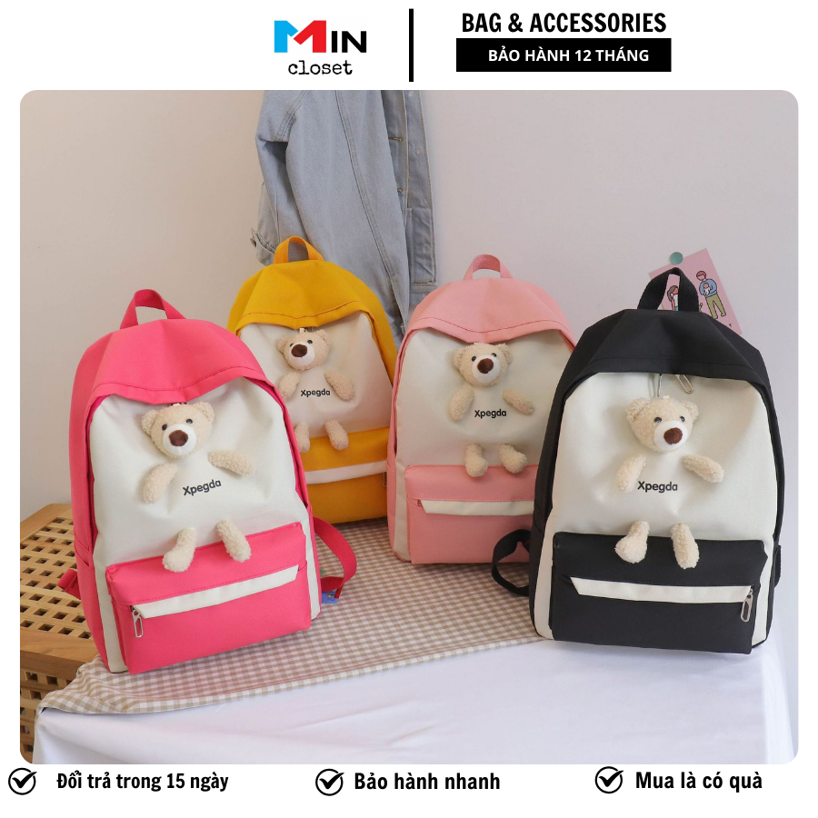 Balo Ulzzang Thời Trang Chống Nước XPEGDA Gấu Xinh- B02