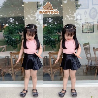 Chân Váy Xòe Xếp Ly Bé Gái Vải Tráng Da Cực Yêu BabyBoo-CVTD