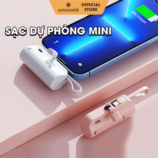Sạc dự phòng, pin dự phòng mini sạc điện thoại samsung iphone 5000mah nhanh, pin sạc nhỏ gọn lightning typec - automatik