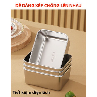 Hộp Lạnh Inox 304 Có Nắp, Hộp Đựng Thực Phẩm Tủ Lạnh Cấp Cấp Tiện Lợi GDVA