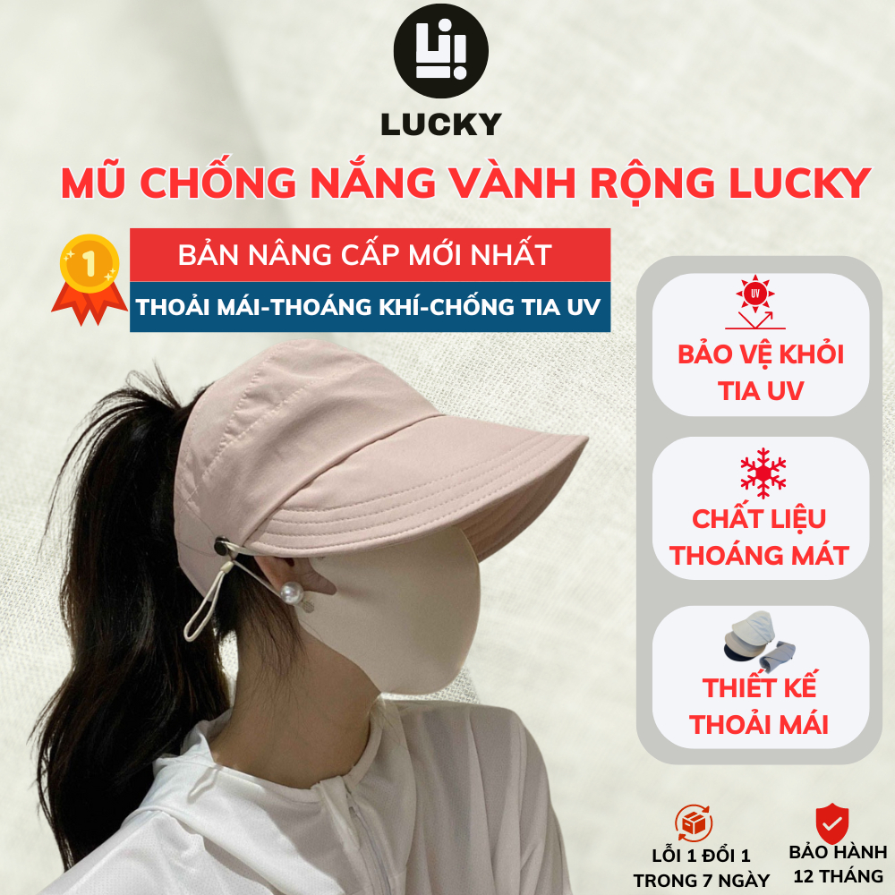 Mũ Chống Nắng HOKU Nửa Đầu Vành Rộng Có Móc Đeo Khẩu Trang, Vải Cotton Thoáng khí, Chống UV MCN01