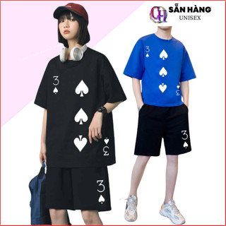 Bộ quần áo thể thao Lá Bài In Ba Bích bóng rổ kèm Quần short tập gym ,mặc nhà co giãn kiểu Hàn Quốc size từ 40-80kg CHP