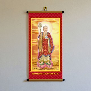 [NHIỀU MẪU] Tranh Địa Tạng Bồ Tát 30x60cm treo tường bằng vải phủ bóng cao cấp, dày dặn