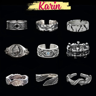 Nhẫn Nam KIN Nhẫn Titan Không Gỉ Thời Trang Unisex Màu Bạc Phong Cách Y2K HipHop Phụ Kiện Trang Sức Hở Cá Tính