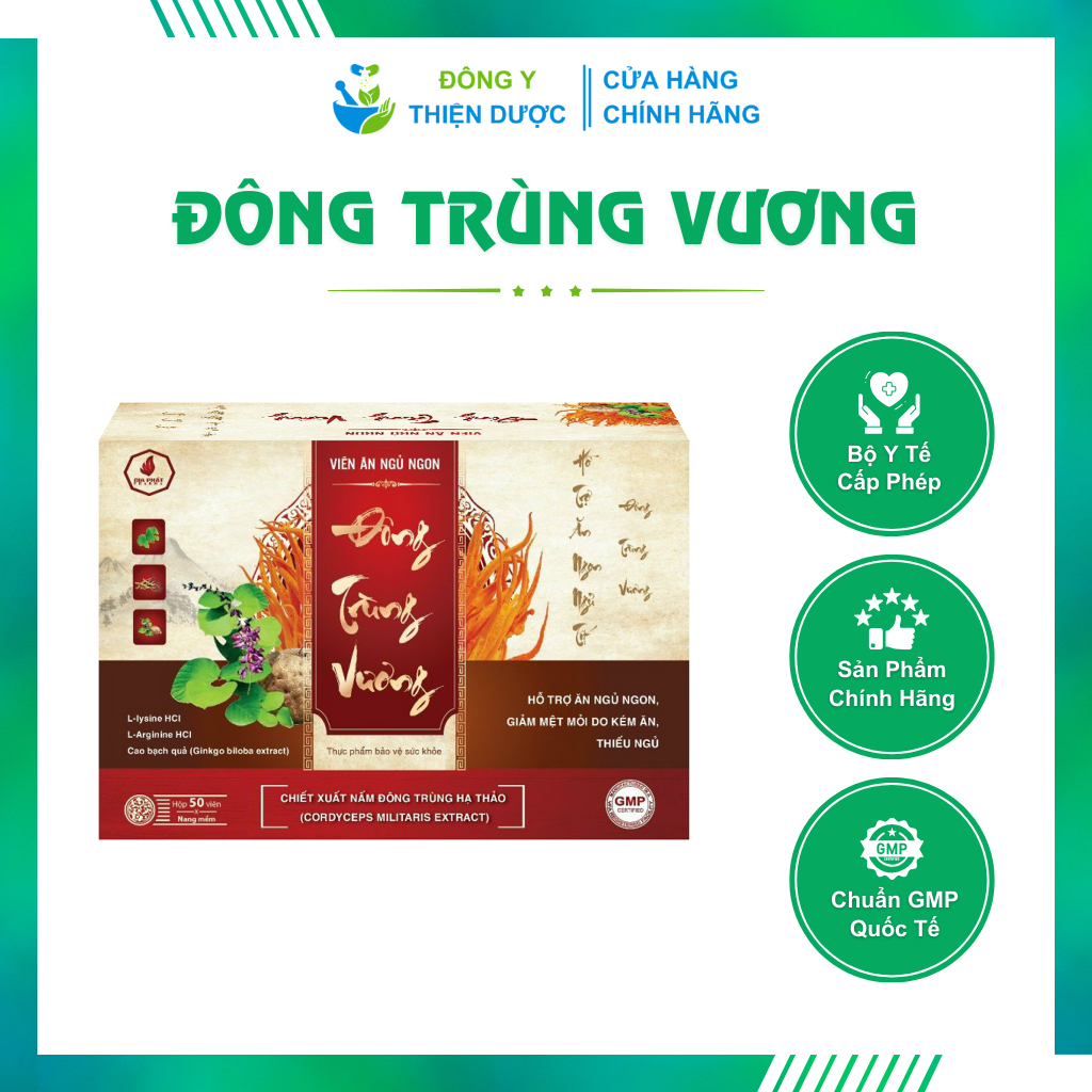 [CHÍNH HÃNG] Viên Uống Ăn Ngủ Ngon, Giảm Mệt Mỏi, Thiếu Ngủ, Phục Hồi Sức Khỏe Cho Người Mới Ốm Dậy Đông Trùng Vương