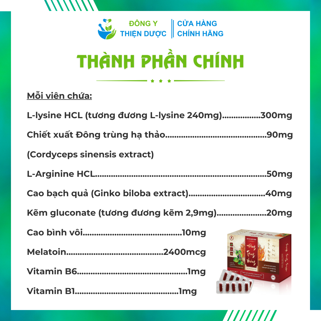 [CHÍNH HÃNG] Viên Uống Ăn Ngủ Ngon, Giảm Mệt Mỏi, Thiếu Ngủ, Phục Hồi Sức Khỏe Cho Người Mới Ốm Dậy Đông Trùng Vương