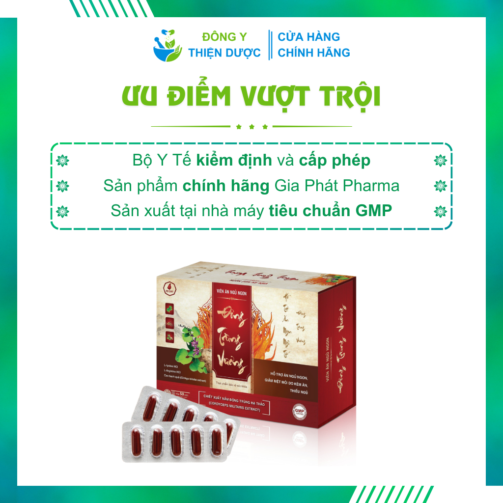 [CHÍNH HÃNG] Viên Uống Ăn Ngủ Ngon, Giảm Mệt Mỏi, Thiếu Ngủ, Phục Hồi Sức Khỏe Cho Người Mới Ốm Dậy Đông Trùng Vương