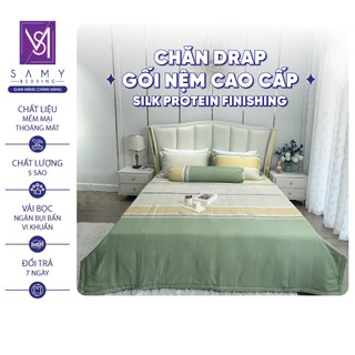 Bộ Chăn Ga Gối Lụa Modal Luxury Bamsilk SAMY BEDDING Kẻ sọc Kháng Khuẩn