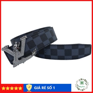 Thắt lưng nam LV, dây lưng nam Caro da cao cấp mặt rồng kim loại nguyên khối thời trang LVR1