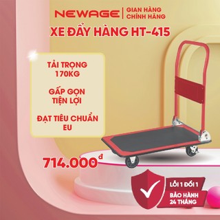 Xe đẩy hàng 4 bánh gấp gọn 150kg -300kg, bánh xe cao su siêu bền Newage Store