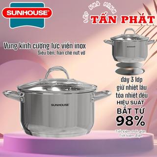 Nồi inox 3 đáy SUNHOUSE 16cm dùng trên mọi loại bếp