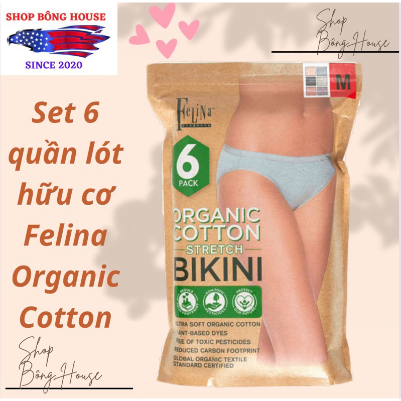 [Bill Mỹ] Set 6 quần lót Felina Organic Cotton Stretch Bikini