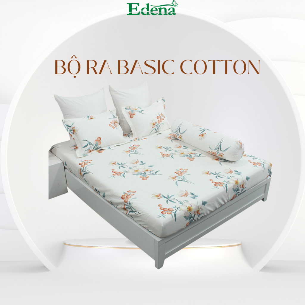 Bộ Ga Bọc (không chăn)Cotton Basic Edena, 4 món siêu rẻ, nhiều màu