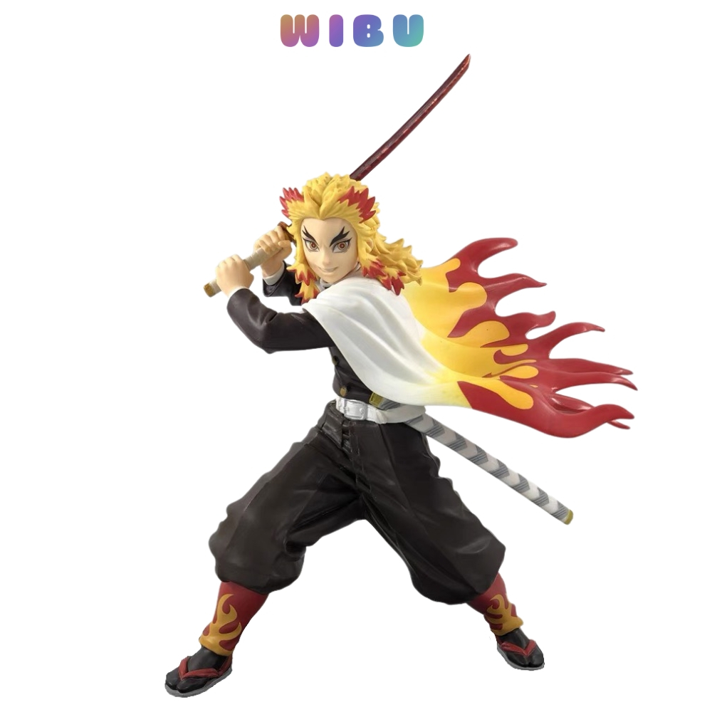 Mô hình Kimetsu No Yaiba Viêm Trụ Rengoku Kyoujurou cao 16 cm trạng thái chiến đấu , figure thanh gươm diệt quỷ