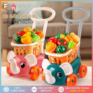 Trẻ em siêu thị mua sắm cửa hàng tạp hóa xe đẩy đồ chơi giỏ mô phỏng rau thực phẩm giả vờ chơi xe đẩy hàng đồ chơi trẻ