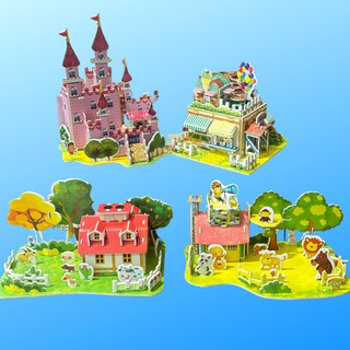  Mô hình câu đố 3D nhà nông trại lâu đài 3D mô hình 3D lắp ghép bằng xốp cho bé 