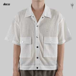 Sơ mi crop trắng obsess brand boxi white shirt