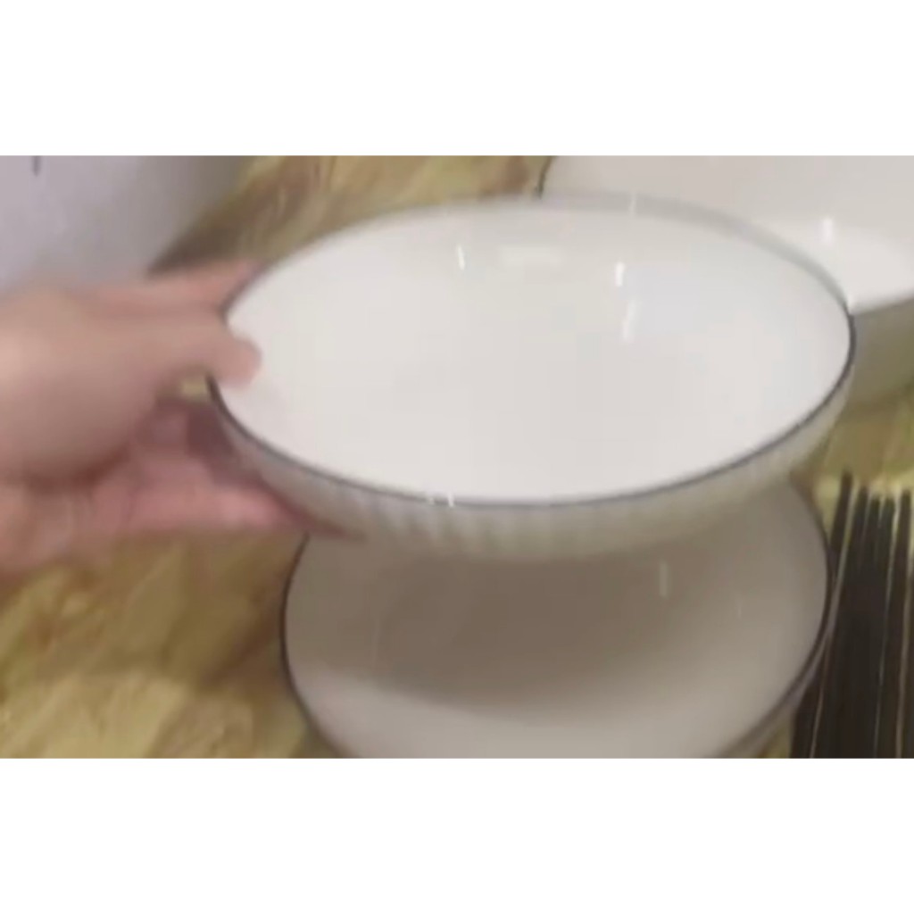 Bộ bát đũa sứ 16 món vân sọc trắng nhã nhặn