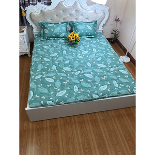 Bộ ga giường kèm 2 vỏ gối nằm lót bông cotton 100% bo chun bọc đệm đủ size nệm 1m2 1m6 1m8
