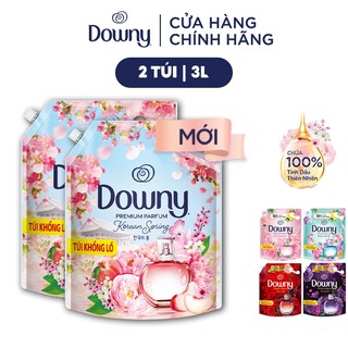 Combo 2 Túi Nước Xả Vải Downy Tinh Dầu Thiên Nhiên/Nước Hoa Cao Cấp Túi 3L