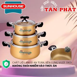 Bộ 3 nồi nhôm anod sunhouse sh6634n 16-20-24cm hàng chính hãng