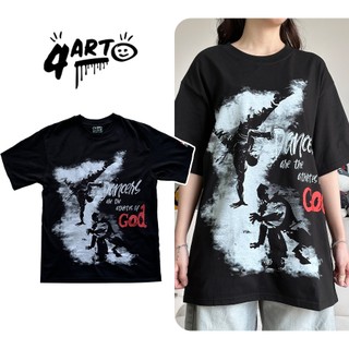 Áo thun 4Art DANCERS Cotton 2 chiều 235gsm Hình in lụa Oversized Unisex Màu Đen
