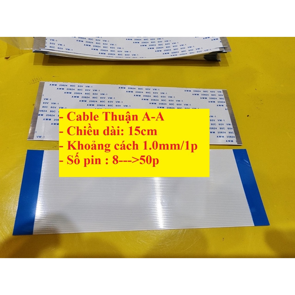 Cable FFC THUẬN (Type A) 1.0mm, Dài 15cm (Số chân pin từ 8 đến 50pin)