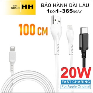 Cáp sạc nhanh PD20W HH USB-Type-C usb - lightninh dành cho IP10/11/12/13/14promax samsungoppo dây dẻo chống rối dài 1M