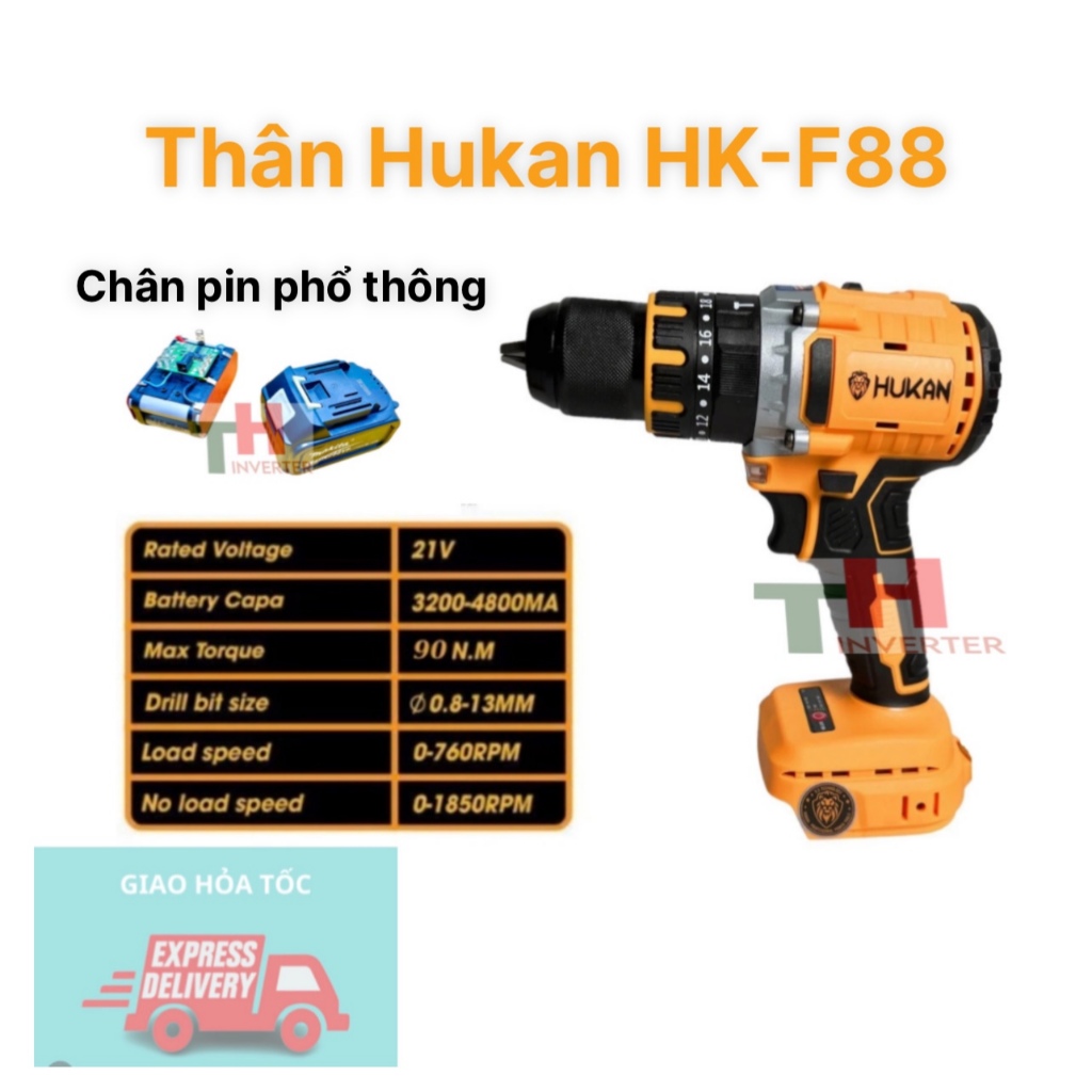 Thân Máy khoan pin HUKAN F88, Khoan 3 chức năng Khoan-Búa-Vít
