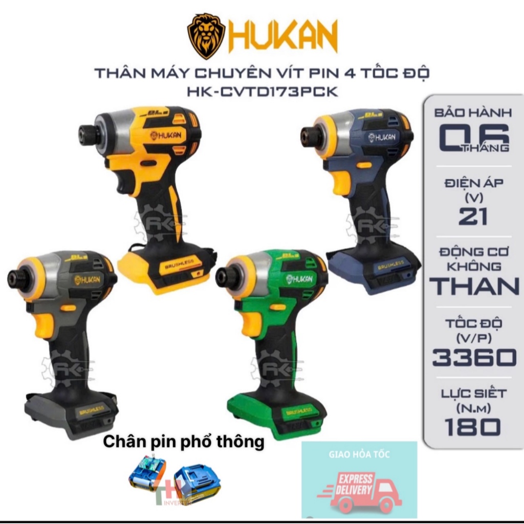Thân Máy chuyên vít HUKAN TD173 Chân pin Phổ Thông