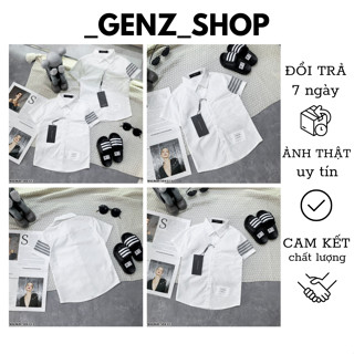 Áo Sơ Mi  Bé Trai Bé Gái Thom 4 Vạch Tay Cao Cấp.Áo Sơ Mi Cao Cấp Đủ Sz Cho Bé Từ 12_40kg Hàng Cao Cấp