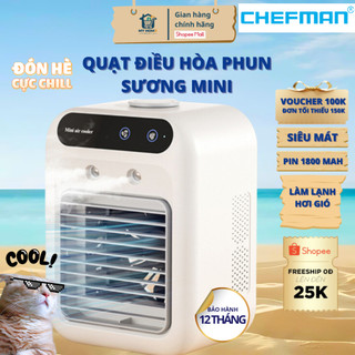 Quạt điều hòa phun sương mini Chefman, để bàn làm việc, 3 chế độ gió, phun sương mánh lạnh, bảo hành