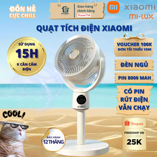 Quạt Tích Điện Mi-lux F188 Đối Lưu Không Khí, Pin 8000mAh, 4 Cấp Độ Gió, Tích Hợp Đèn Ngủ, bảo hành