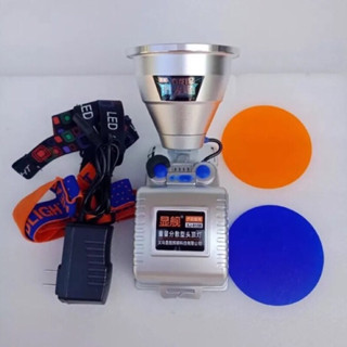 Đèn pin đội đầu siêu sáng XJ 9158 chiếu xa 1000m tích điện 12 giờ đổi 3 màu tặng kèm dây đeo đầu thay thế (khosilangson)