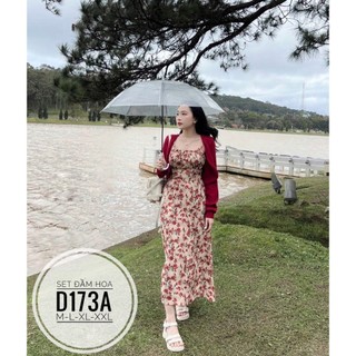 (Bigsize) Set đầm 2 dây lụa maxi kèm áo khoác thun gân (55-90kg)