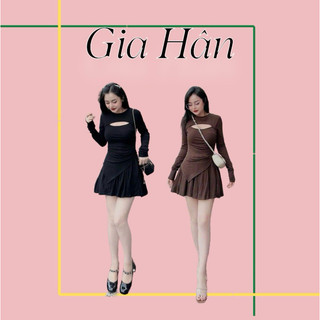 Sét áo hở ngực mix chân váy xòe có lót trong